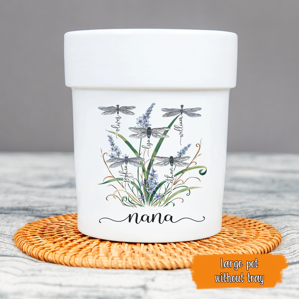 Personalized Nanas Garden Dragonfly Outdoor Indoor Planter, Custom Grandma Outdoor Plant Pot, Custom Mini Pot for Grandma, Garden Pot Decor