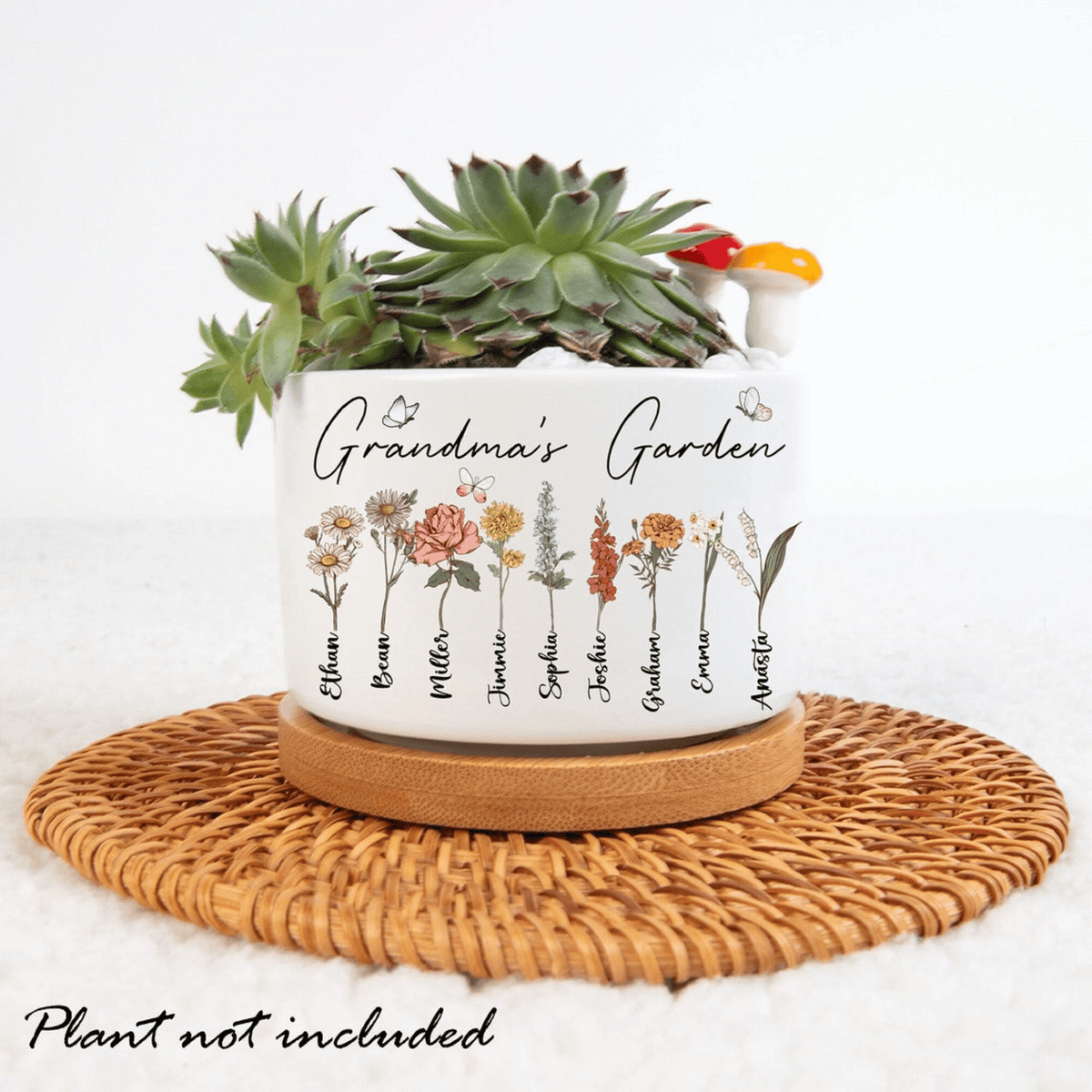 Mom's Garden Mini Planter, Birth Month Flower Family Personalized Plant Pot, Gigi Grandma Mimi Mothers Day Gift