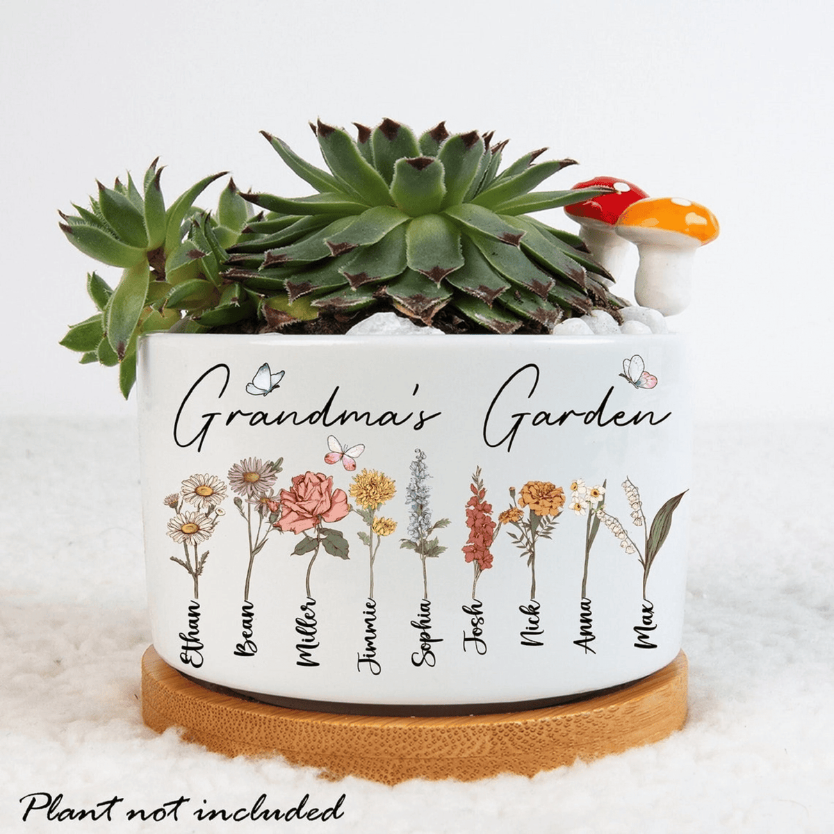 Mom's Garden Mini Planter, Birth Month Flower Family Personalized Plant Pot, Gigi Grandma Mimi Mothers Day Gift