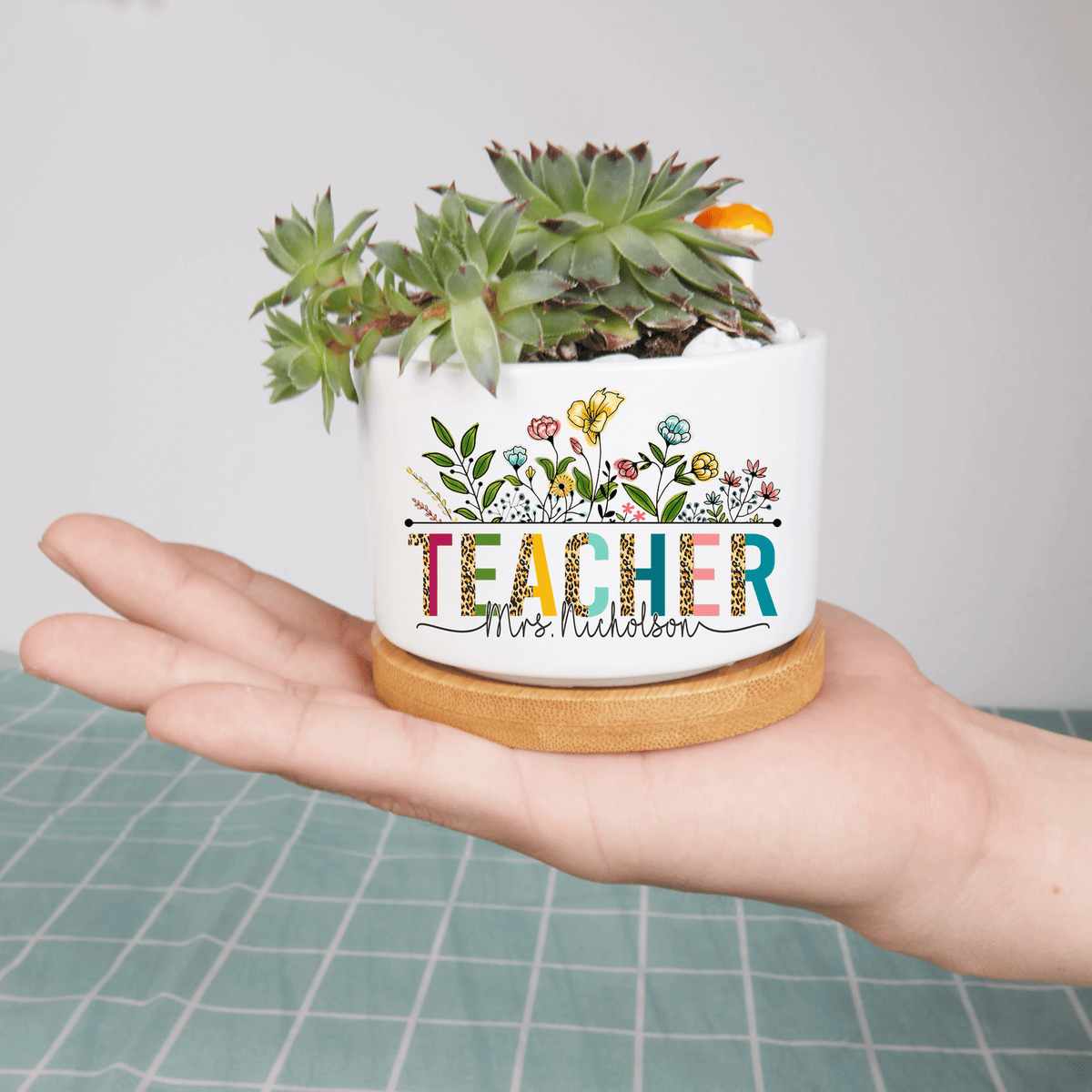 Custom Teacher Succulent Pot, Name Teacher Plant Pot, Counselor Kindergarten Pre K Mini Flower Pot, Flower Pot for Teacher Appreciation Gift