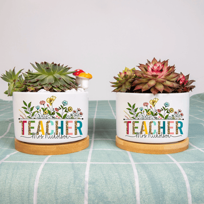 Custom Teacher Succulent Pot, Name Teacher Plant Pot, Counselor Kindergarten Pre K Mini Flower Pot, Flower Pot for Teacher Appreciation Gift