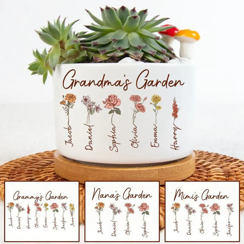 Grandma's Garden Plant Pot, Mimi's Garden Grandkids Flower Pot, Mimi Gardening Gifts, Grandma Gardening Gifts, Mini Garden Decor Plant Pot