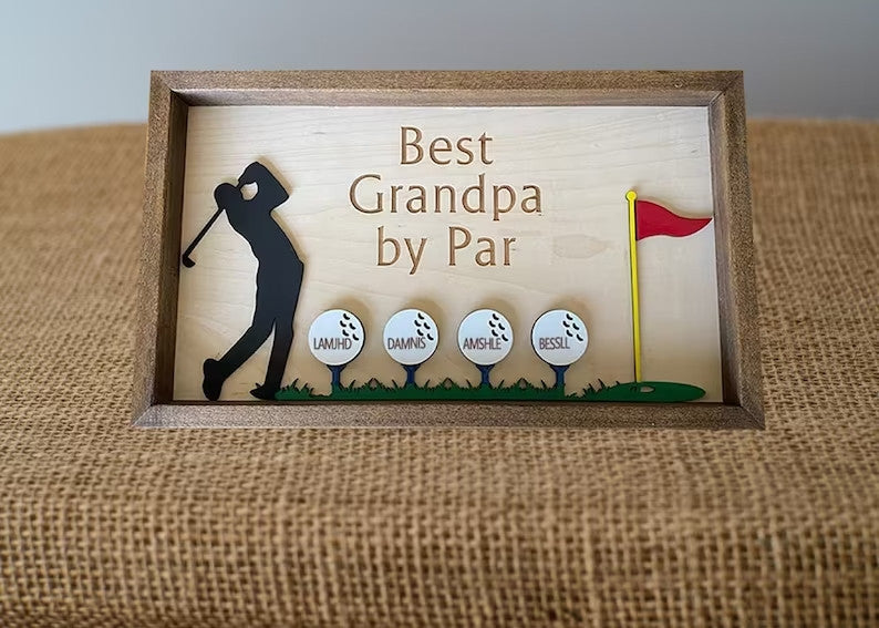 Happy Father's Day Best Dad by Par Sign Wooden Golf Sign Dad Daddy Golf Lover Gift