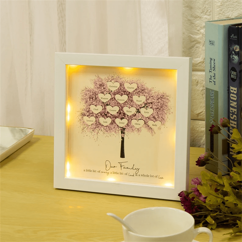 Happy Family Day Custom 3-14 Names Family Tree Frame