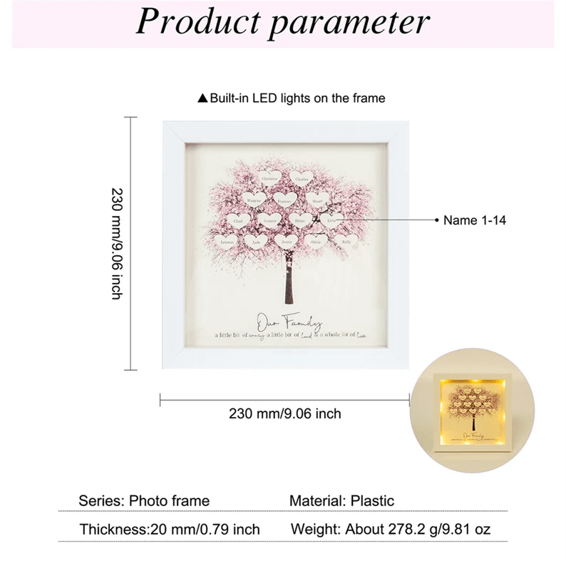 Happy Family Day Custom 3-14 Names Family Tree Frame
