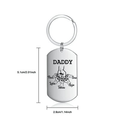 Fist Bump Keychain with 1-5 Names- Daddys Dream Team-Custom Keychain with Kids Names-Keychain for Dad-Father's Day Gifts
