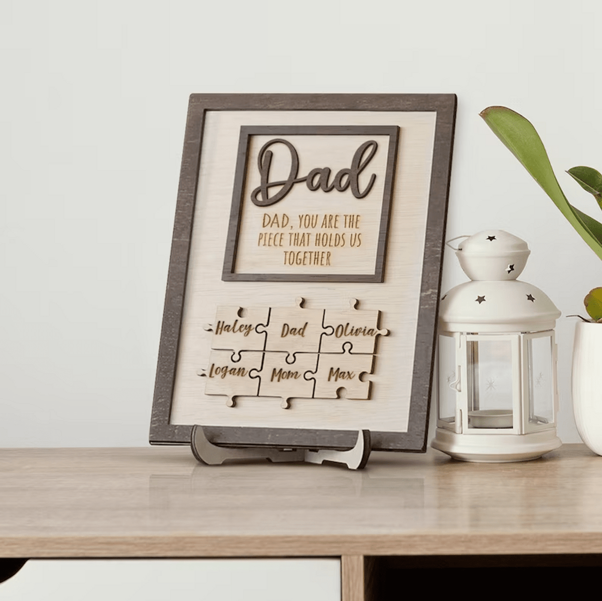 Custom Puzzle Piece Sign For Dad, Custom Wooden Sign For Dad You Are The Piece That Holds Us Together