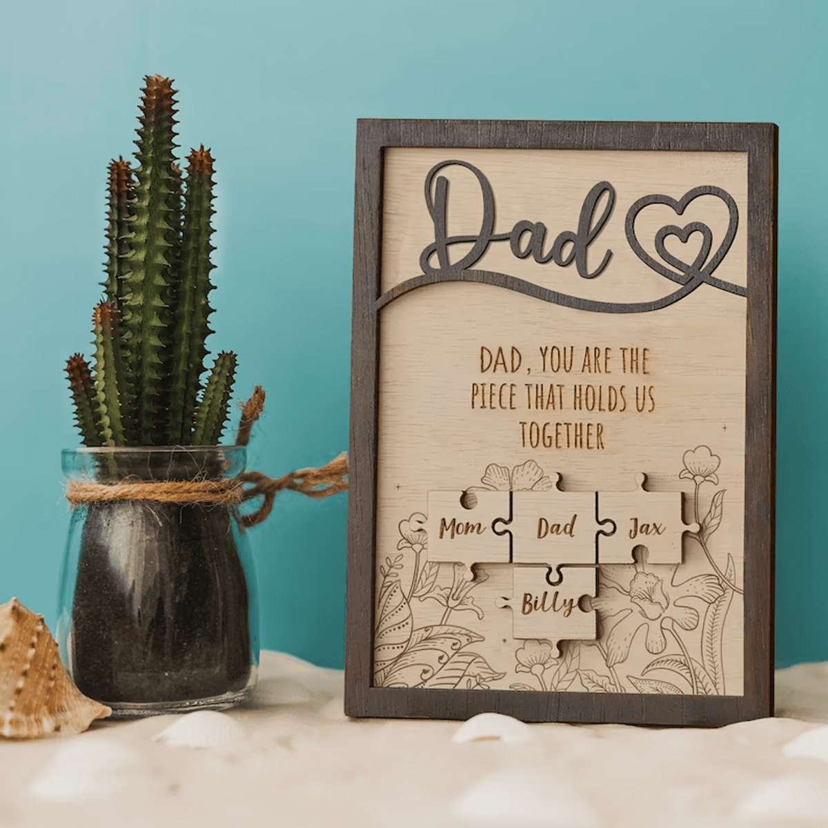 Custom Puzzle Piece Sign For Dad, Custom Wooden Sign For Dad You Are The Piece That Holds Us Together