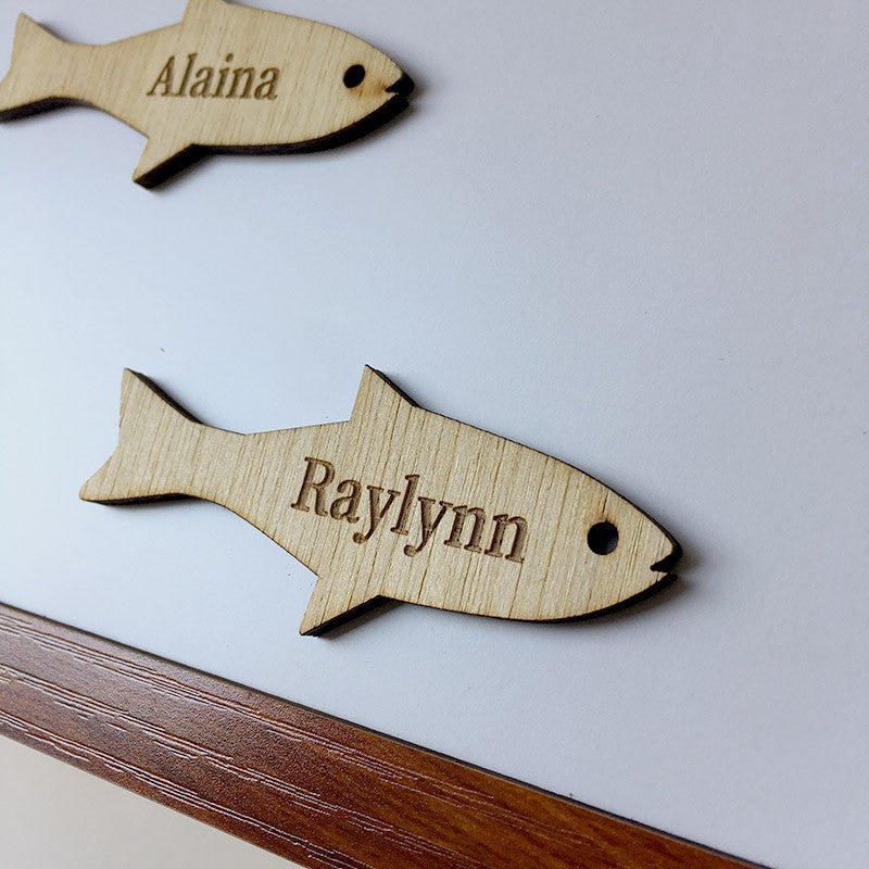 Personalized Hooked on Daddy Fishing With Kids Name Wood Sign Gift For Father's Day