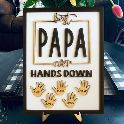 Best Papa Ever Hands Down Custom Name Wood Sign For Father's Day Gift Idea