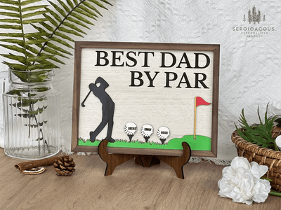 Happy Father's Day Best Dad by Par Sign Wooden Golf Sign Dad Daddy Golf Lover Gift