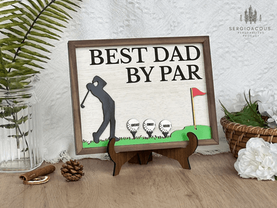 Happy Father's Day Best Dad by Par Sign Wooden Golf Sign Dad Daddy Golf Lover Gift