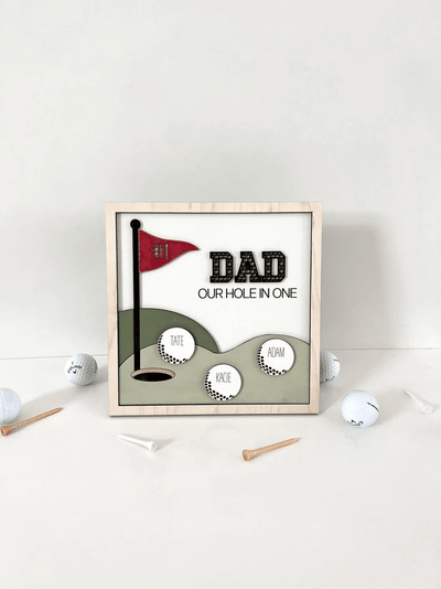 1 Dad Our Hole In One, Best Dad By Par Golf , Father Custom Wood Sign Father's Day Gift Idea