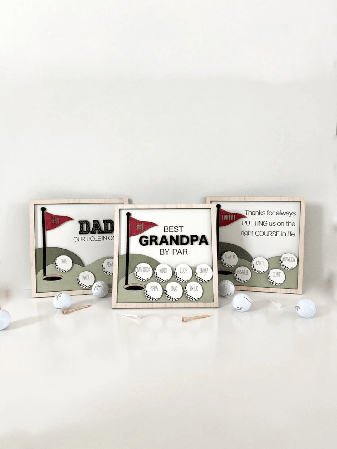 Dad Thanks For Always Putting Us On The Right COURSE in Life Golf #1 Dad Wood Sign Father's Day Gift