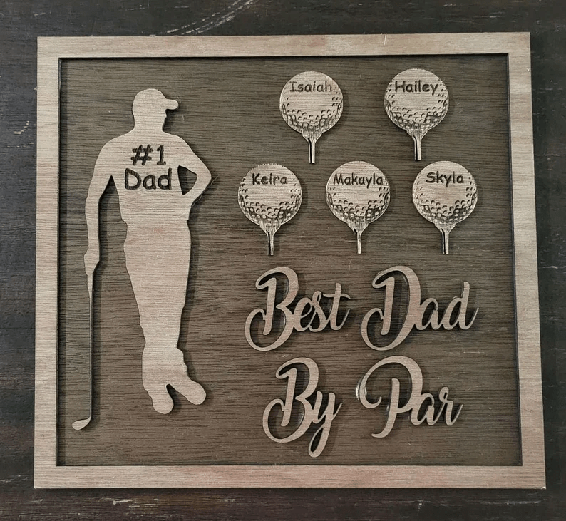 Golf Fathers Day custom sign, Custom Fathers gift. Grandpas golf gift. Custom dad sign, Wood custom name sign