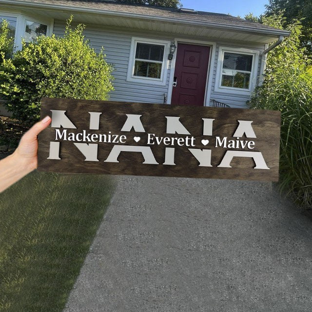 Personalized Nana Wood Sign Nana Plaque With Name Engraving For Birthday Mother's Day Christmas