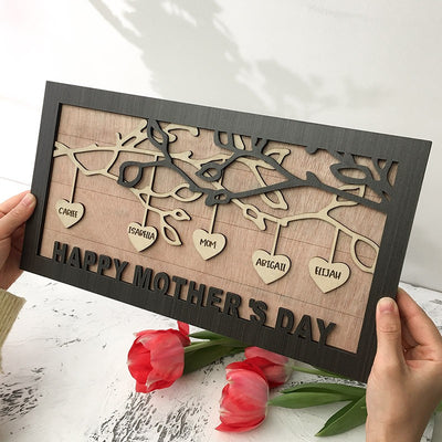 Custom Family Tree Wood Sign Name Engraved Home Decor For Mother's Day GIft