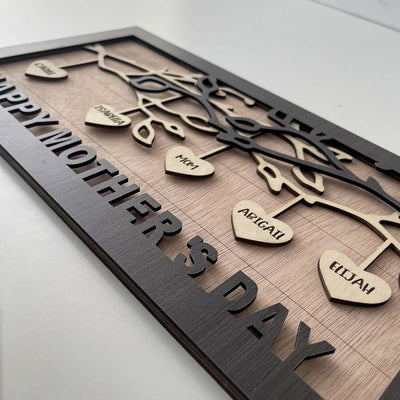 Custom Family Tree Wood Sign Name Engraved Home Decor For Mother's Day GIft