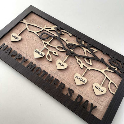 Custom Family Tree Wood Sign Name Engraved Home Decor For Mother's Day GIft