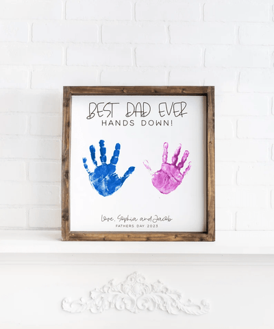 Custom fathers day gift from kids DIY handprint sign