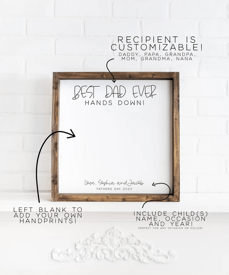 Custom fathers day gift from kids DIY handprint sign