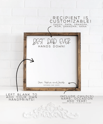 Custom fathers day gift from kids DIY handprint sign