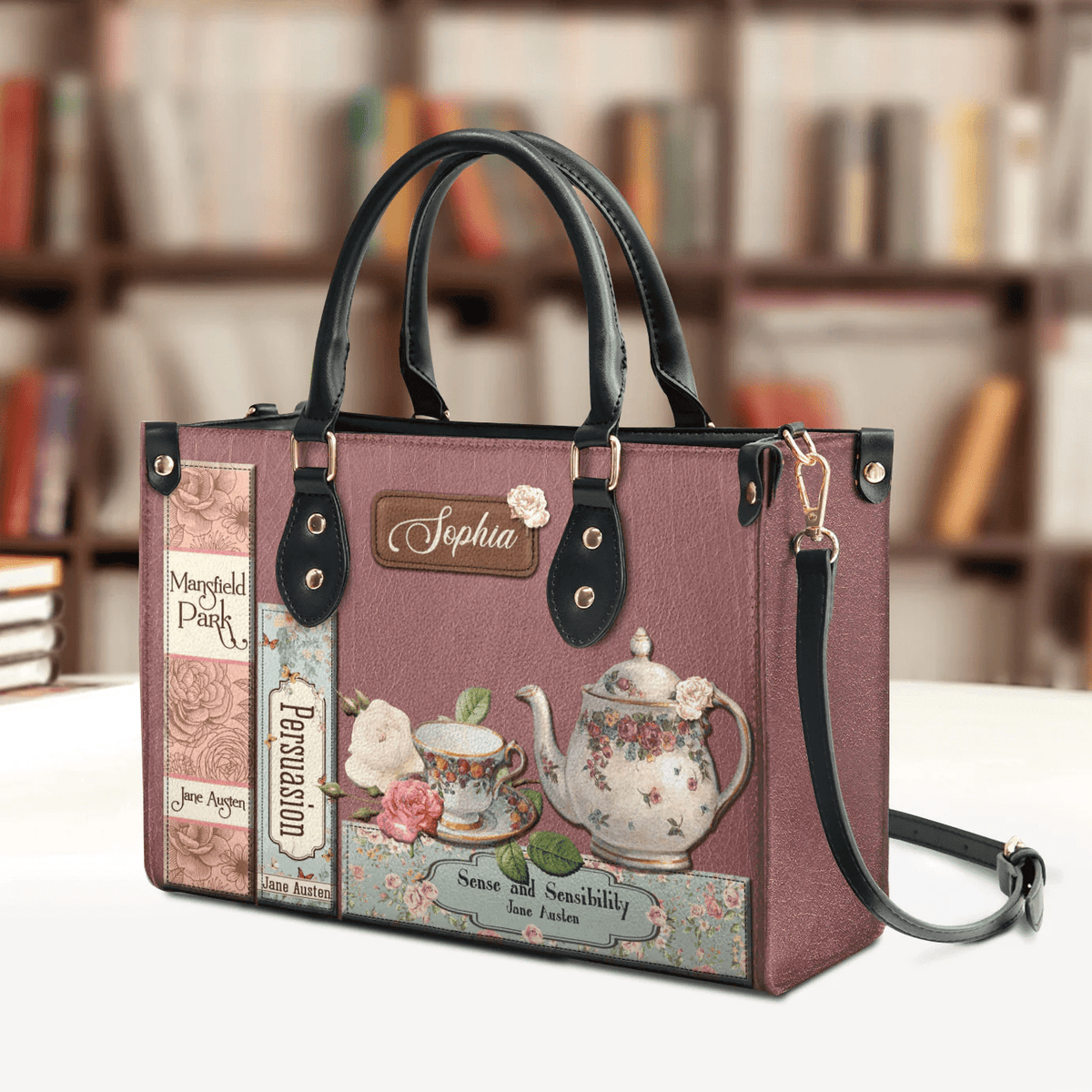 Personalized Handbags in Jane Austen Style, The Perfect Leather Bag Gift for Women, Libro Handbags