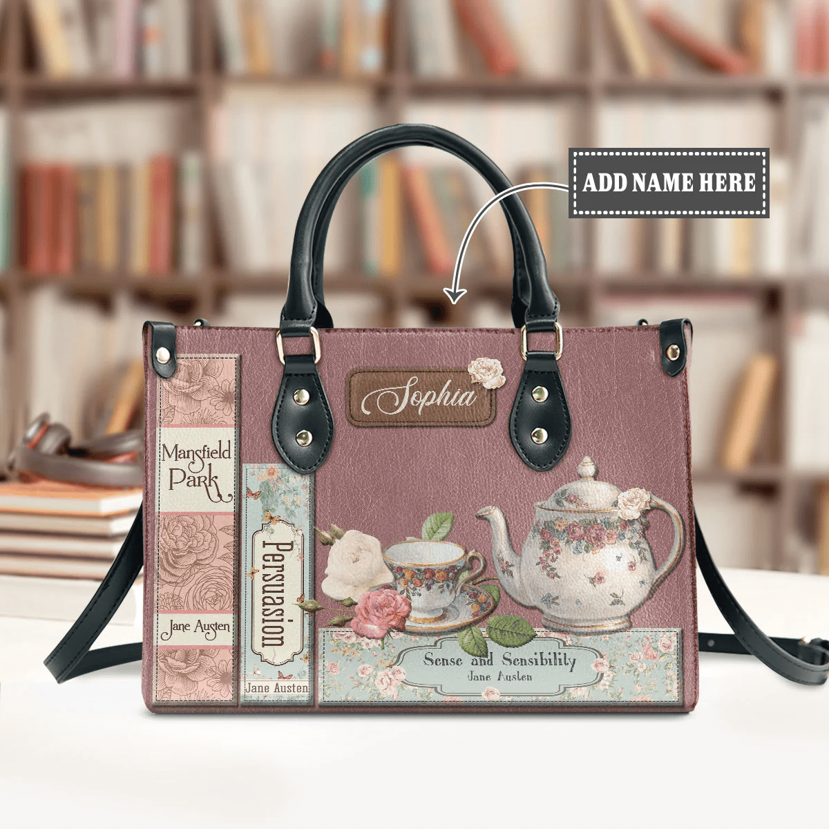 Personalized Handbags in Jane Austen Style, The Perfect Leather Bag Gift for Women, Libro Handbags