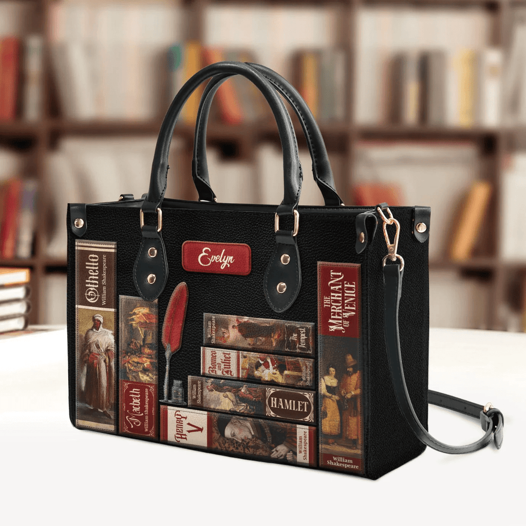 Custom Libro Handbags, Unique Shakespearean Customization, Personalized Gifts for the Ultimate Shakespeare Lover, Leather Handbags