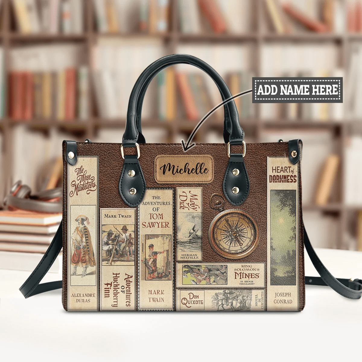 Personalized Handbags for Adventure Books Lovers,Custom Libro Handbags,The Perfect Leather Bag Gift for Book Lovers
