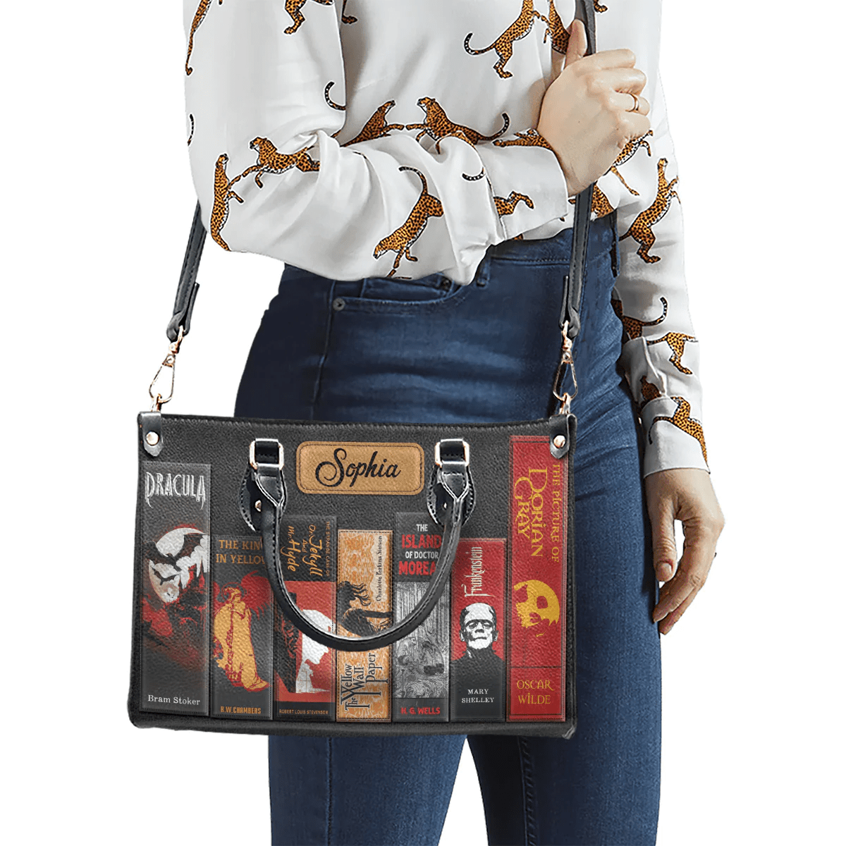 Custom Libro Handbags, Horror-inspired Libro Handbag, Leather Handbag for Women