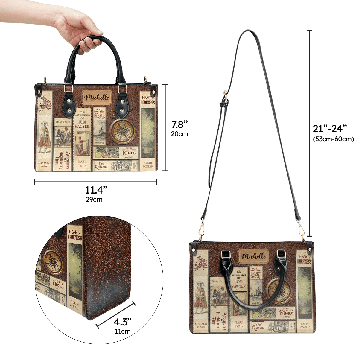 Personalized Handbags for Adventure Books Lovers,Custom Libro Handbags,The Perfect Leather Bag Gift for Book Lovers