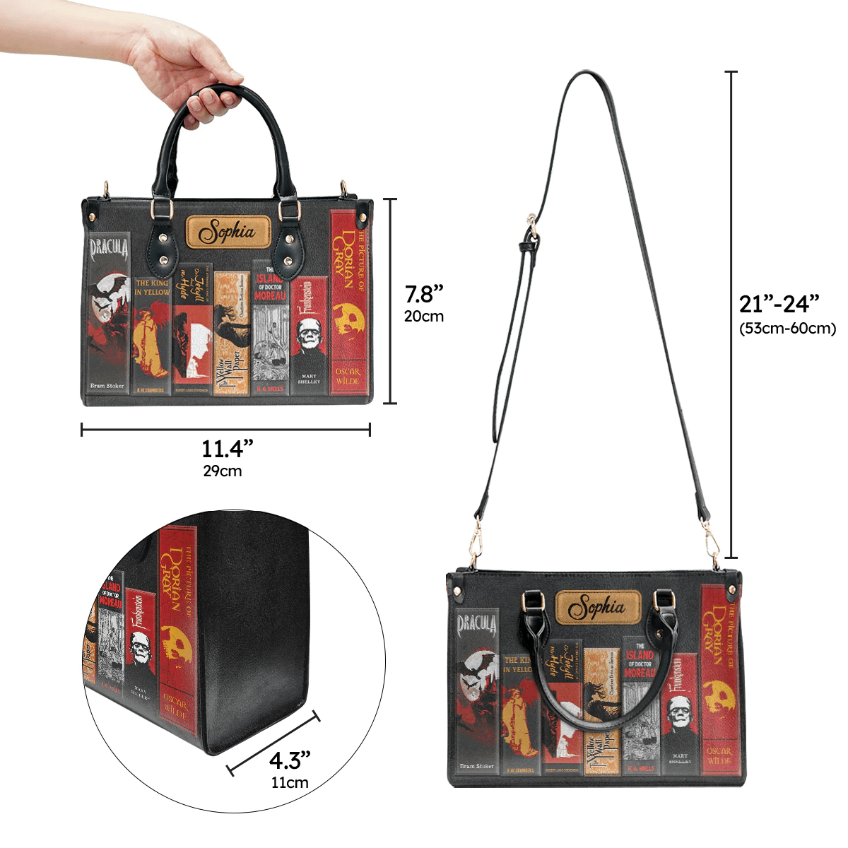Custom Libro Handbags, Horror-inspired Libro Handbag, Leather Handbag for Women