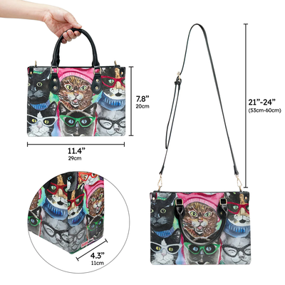 Personalized Libro Hanbags, Meow-tastic Style, Express Your Feline Charm with Custom Funny and Lovely Cats Leather Handbags