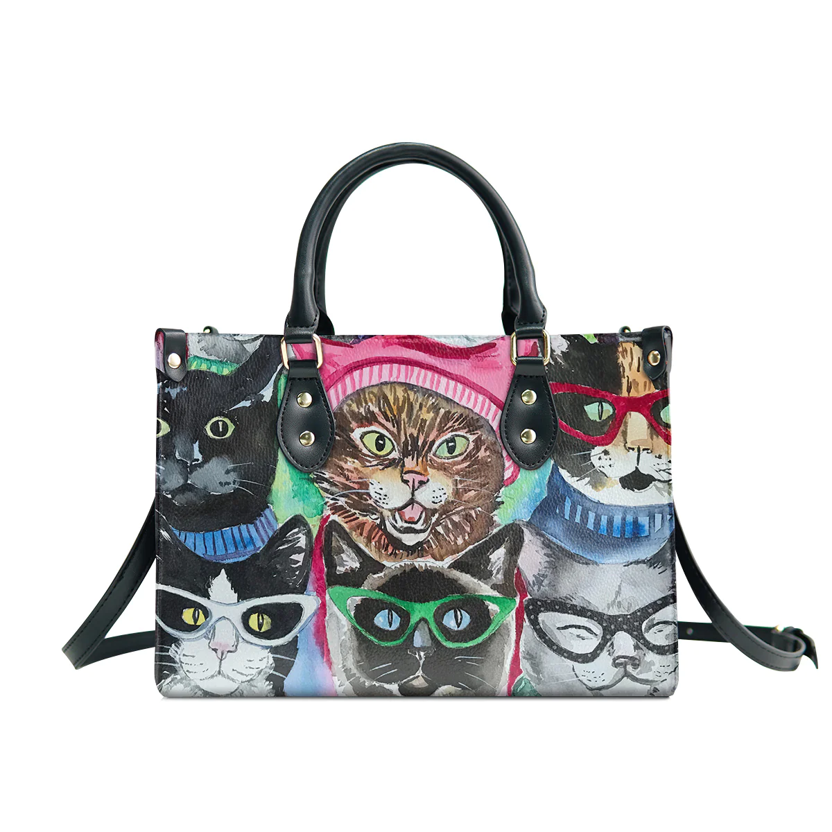 Personalized Libro Hanbags, Meow-tastic Style, Express Your Feline Charm with Custom Funny and Lovely Cats Leather Handbags