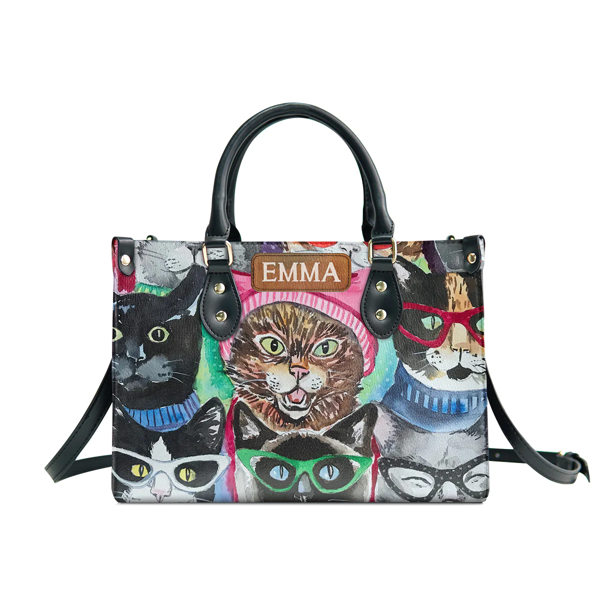 Personalized Libro Hanbags, Meow-tastic Style, Express Your Feline Charm with Custom Funny and Lovely Cats Leather Handbags