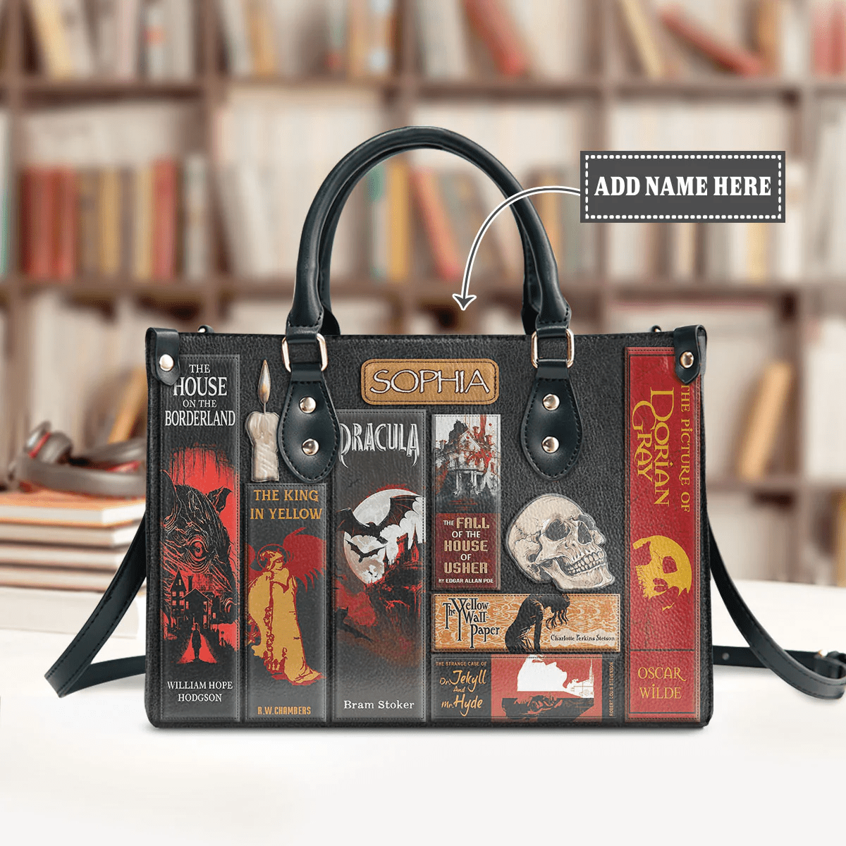 Custom Libro Handbags, Horror-inspired Libro Handbag for Women, Leather Handbafs