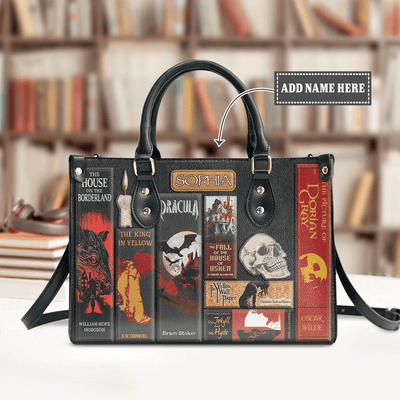 Custom Libro Handbags, Horror-inspired Libro Handbag for Women, Leather Handbafs