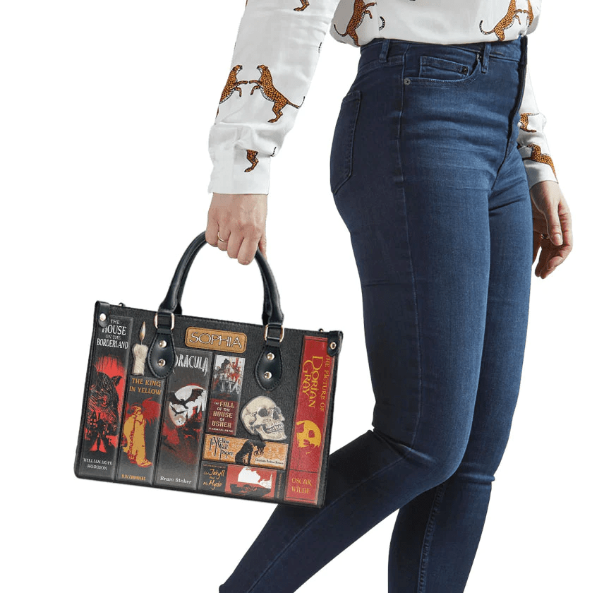 Custom Libro Handbags, Horror-inspired Libro Handbag for Women, Leather Handbafs