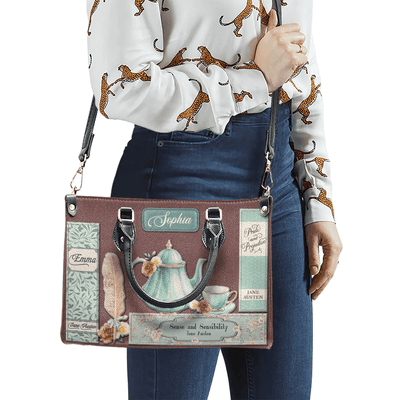 Personalized Handbags for Women , Jane Austen style, Libro Handbags Personalization, Leather Bag Gift