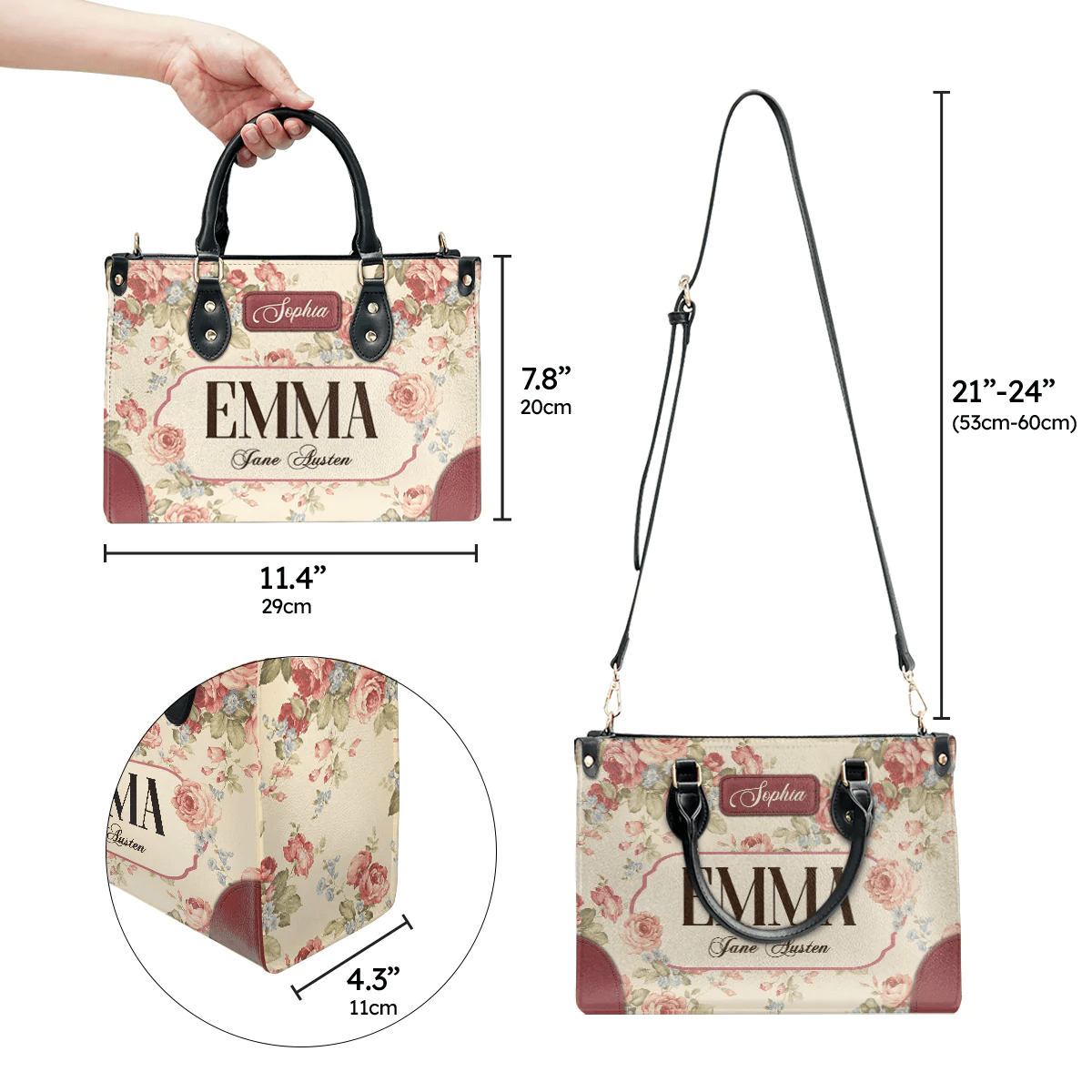 Personalized Handbags in Jane Austen Style, The Perfect Leather Bag Gift for Women | Libro Handbags Customization