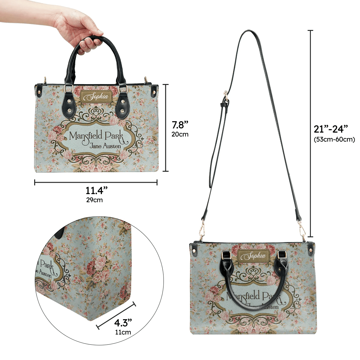Personalized Handbags in Jane Austen Style, Elegant and Prejudice Inspired, Libro Handbags Customization