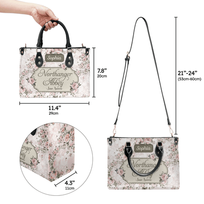 Personalized Handbags in Jane Austen Style, Leather Bag Gift for Women, Libro Handbags Customization