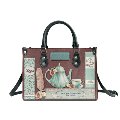 Personalized Handbags for Women , Jane Austen style, Libro Handbags Personalization, Leather Bag Gift