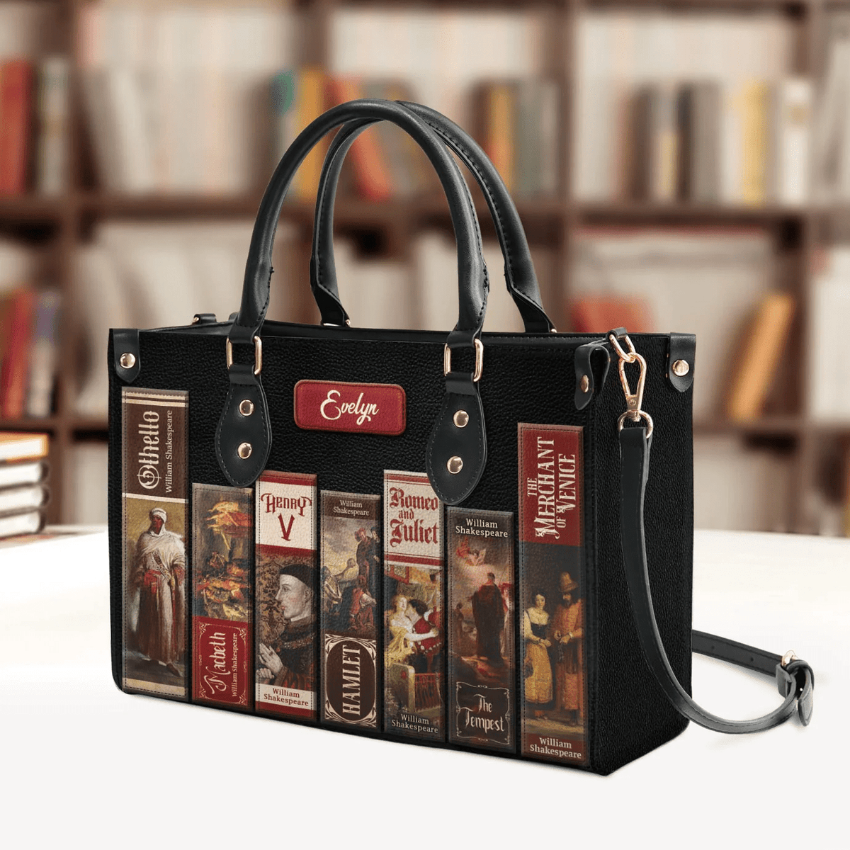 Custom Libro Handbags, Unique Shakespearean Customization, Personalized Gifts for the Ultimate Shakespeare Lover