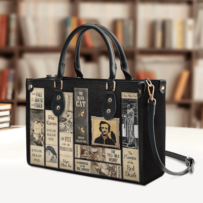 Custom Libro Handbags, Edgar Allan Poe, Leather Handbag for Women,