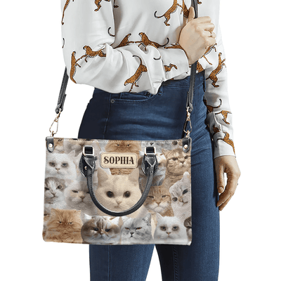 Personalized Handbags for Women, Express Your Love for Cats with Grumpy Black Cat Designs, Grumpy Cat, Leather Handbag for Women