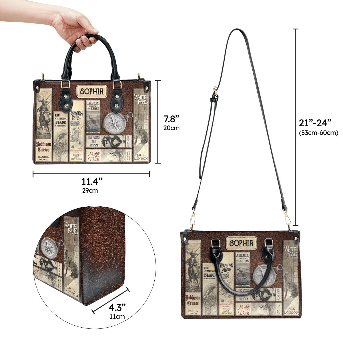 Personalized Handbags for Adventure Book Lovers, Custom Libro Handbags,The Perfect Leather Bag for Women