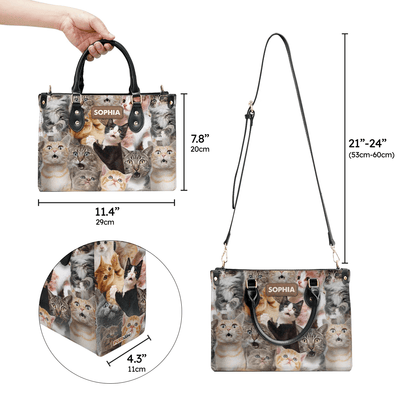 Custom Libro Handbags, Embrace the Spirit of Cat Faith, Funny Cat, Leather Handbag for Women