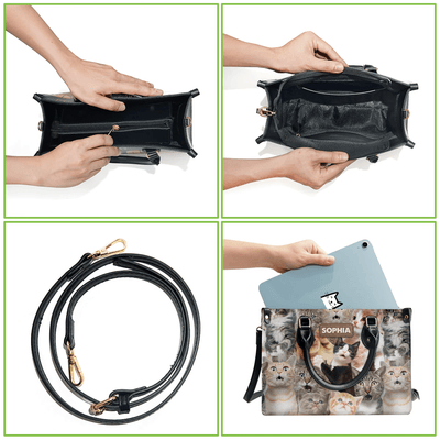 Custom Libro Handbags, Embrace the Spirit of Cat Faith, Funny Cat, Leather Handbag for Women